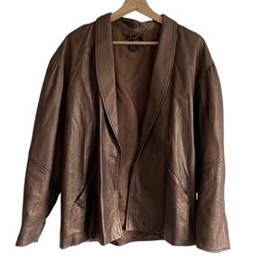 Vintage Suzelle 100% genuine Leather Jacket Metallic Brown Medium